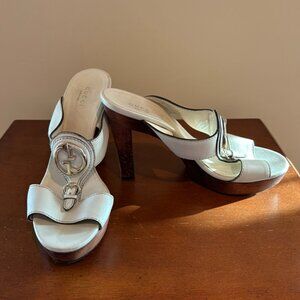 Gucci G Logo Wooden Platform Heel